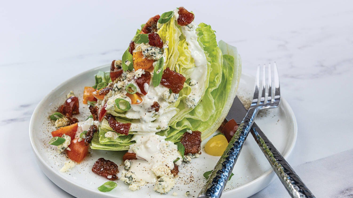 Smoked Blue Cheese Wedge Salad with Candied Bacon The Chef's Kitchen Ingles Catering